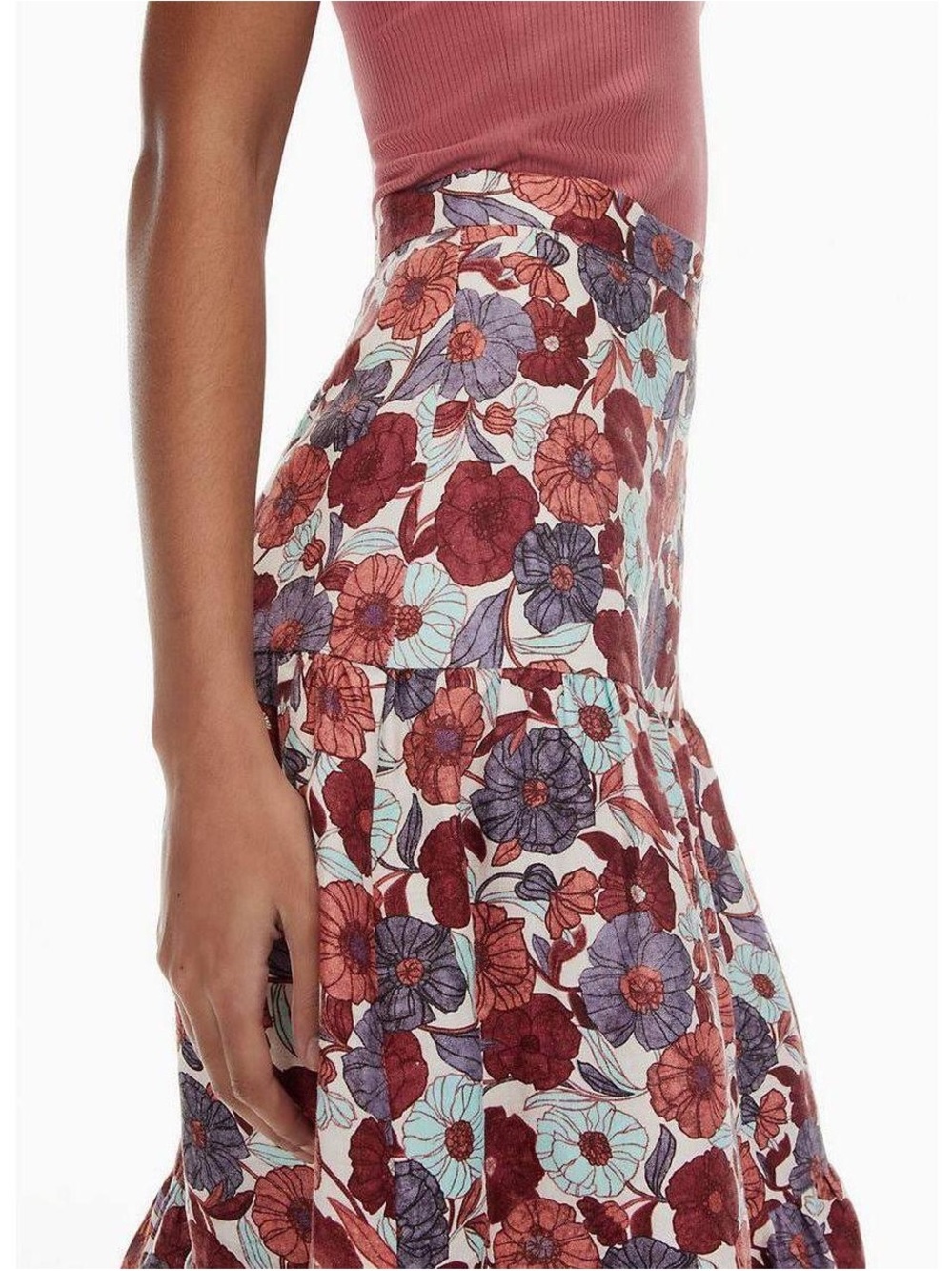 Wilfred Linen Cottagecore Floral Midi Skirt
